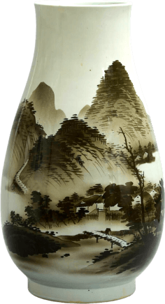 墨彩山水琵琶尊